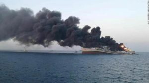 One of Iran’s biggest navy ships sinks after catching fire